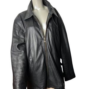 Wilson Leather M.Julian Black Leather Long Sleeve Jacket Size XXL